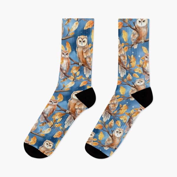 Item preview, Copy of Watercolor owls on tree blue designed and sold by Alessandro Remo Mazzoni Remotextiles.