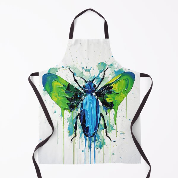 Item preview, Expressive Beetle Art 4 (blue, green on white background) designed and sold by Earth Celebration Designs.