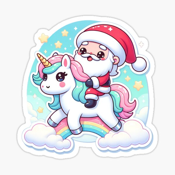 Santa's Enchanted Unicorn Ride - Magical Christmas Dreamscape Sticker