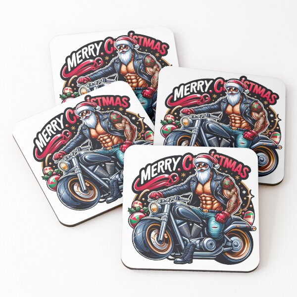 Item preview, Rebel Santa's Holiday Cruise - Muscular Santa on a Motorcycle designed and sold by AIARTIST1.