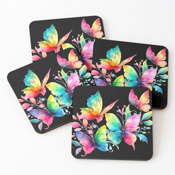 Item preview, Rainbow Butterfly Watercolor Painting - Black Background  designed and sold by Star-Fragment.