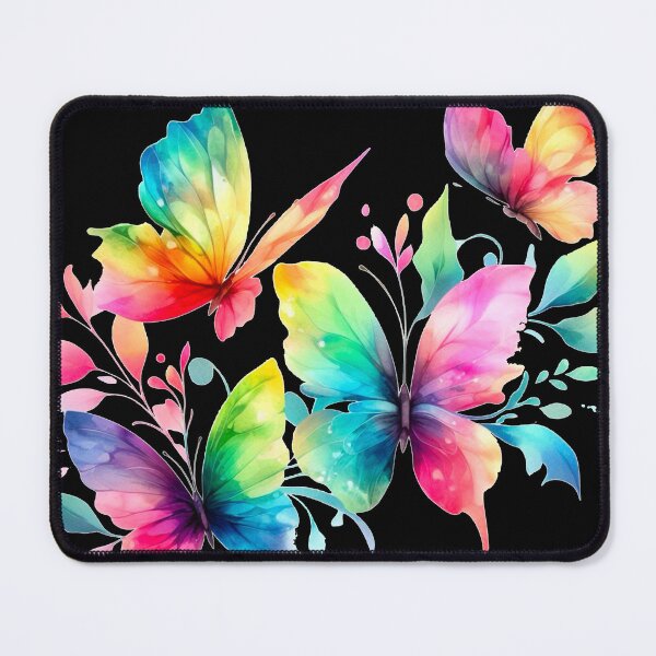 Item preview, Rainbow Butterfly Watercolor Painting - Black Background designed and sold by Star-Fragment.