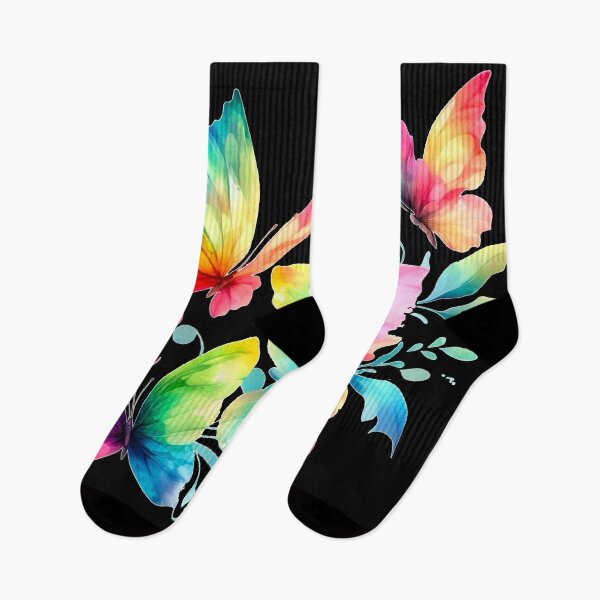 Item preview, Rainbow Butterfly Watercolor Painting - Black Background  designed and sold by Star-Fragment.