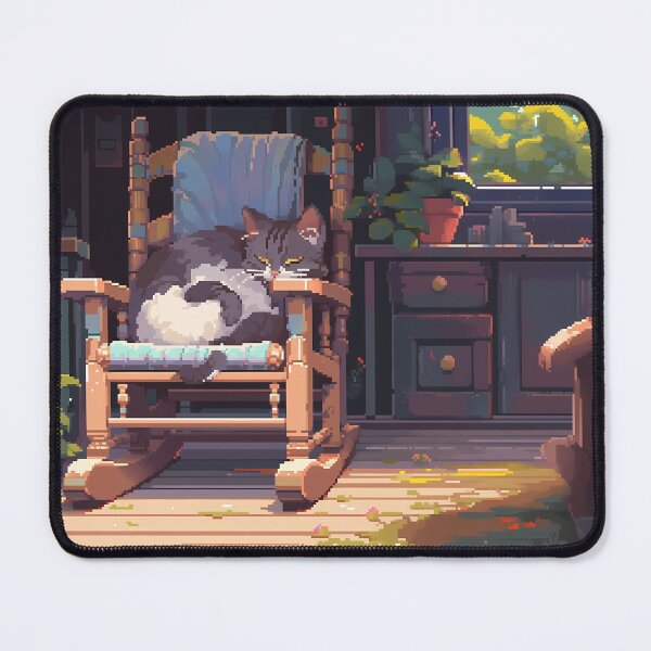 Item preview, Cat napping on porch, pixel art- Cozy designed and sold by octoboobs.