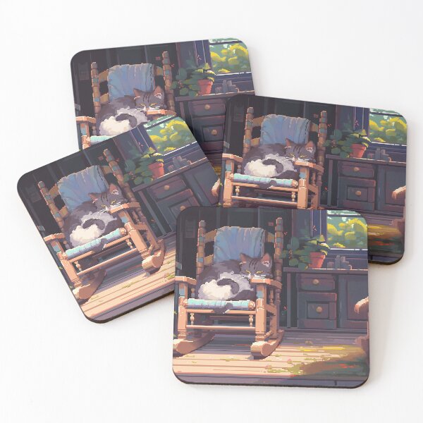 Item preview, Cat napping on porch, pixel art- Cozy  designed and sold by octoboobs.