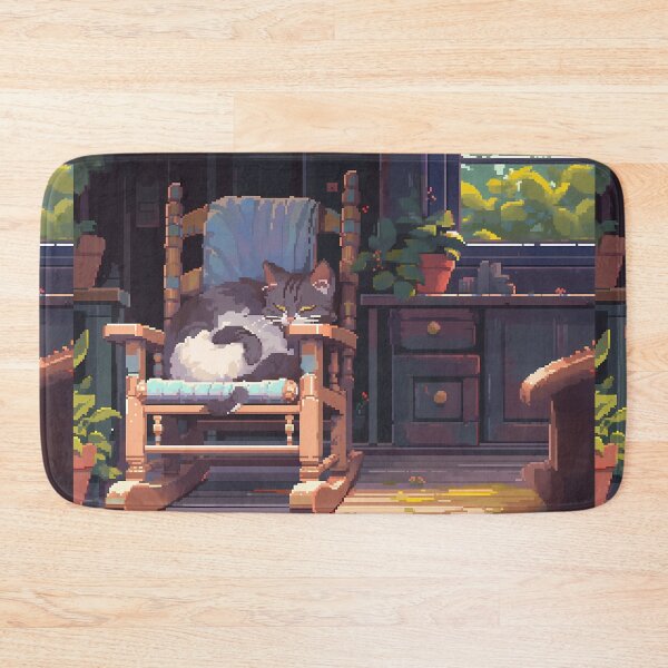 Item preview, Cat napping on porch, pixel art- Cozy  designed and sold by octoboobs.