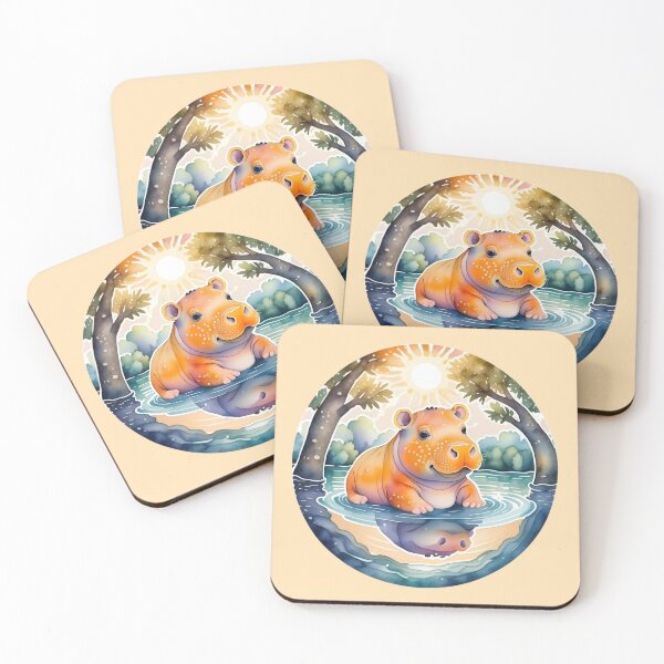 Item preview, Baby hippo watercolor art designed and sold by Nolan6.