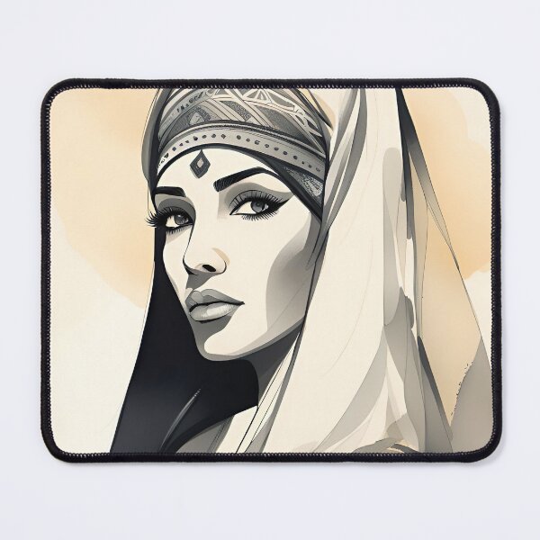 Item preview, Arabesque Oriental Femme Ink and Watercolor Style Portrait designed and sold by FriskyLemur.