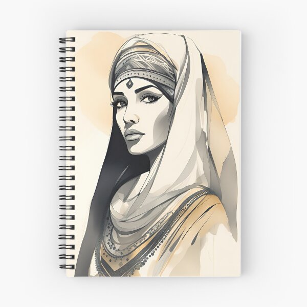 Item preview, Arabesque Oriental Femme Ink and Watercolor Style Portrait designed and sold by FriskyLemur.