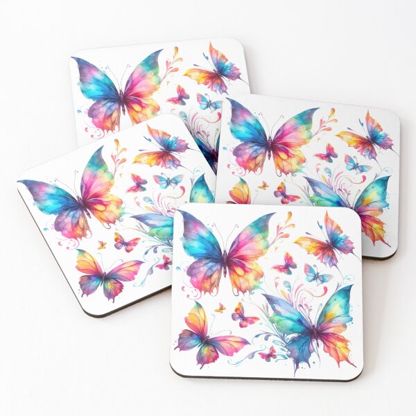 Item preview, Rainbow Butterflies Watercolor Painting - White Background  designed and sold by Star-Fragment.