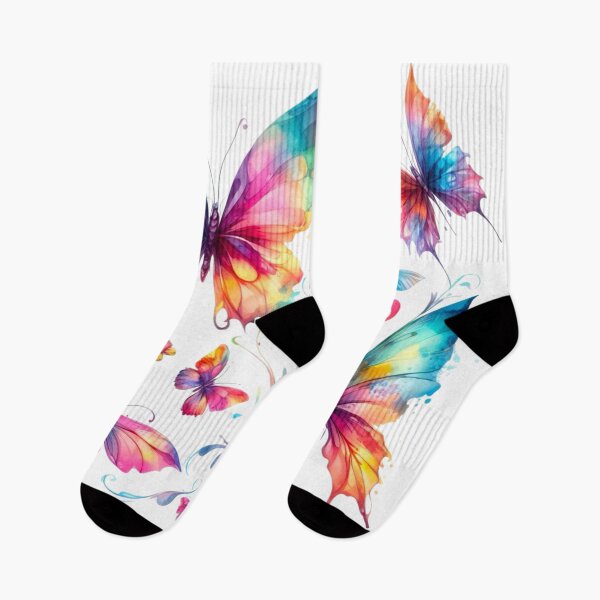Item preview, Rainbow Butterflies Watercolor Painting - White Background  designed and sold by Star-Fragment.