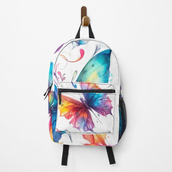 Item preview, Rainbow Butterflies Watercolor Painting - White Background designed and sold by Star-Fragment.
