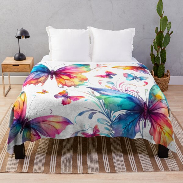 Item preview, Rainbow Butterflies Watercolor Painting - White Background designed and sold by Star-Fragment.