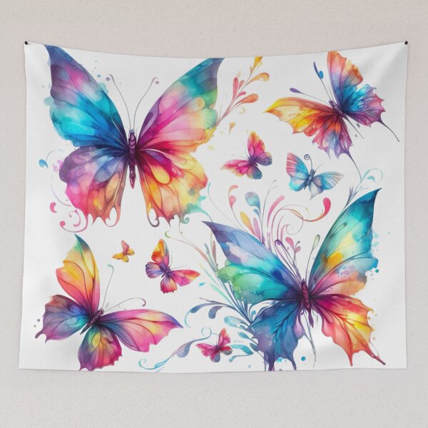 Item preview, Rainbow Butterflies Watercolor Painting - White Background  designed and sold by Star-Fragment.