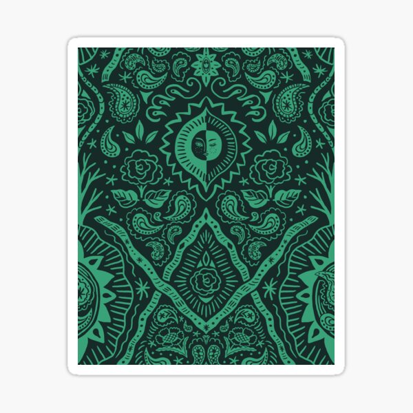 Moonlit Paisley Two Tone Slate Green Sticker