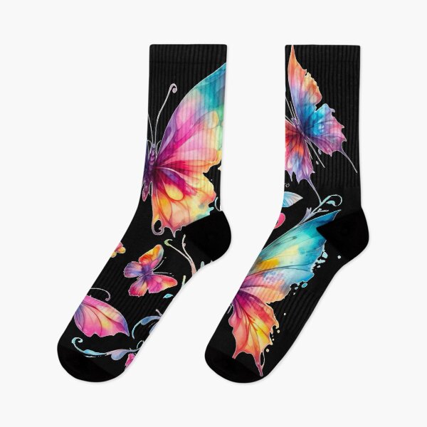 Item preview, Rainbow Butterflies Watercolor Painting - Black Background  designed and sold by Star-Fragment.