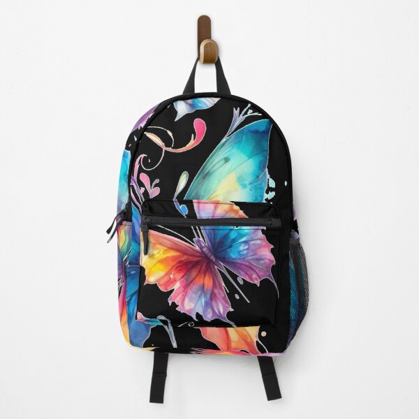 Item preview, Rainbow Butterflies Watercolor Painting - Black Background designed and sold by Star-Fragment.