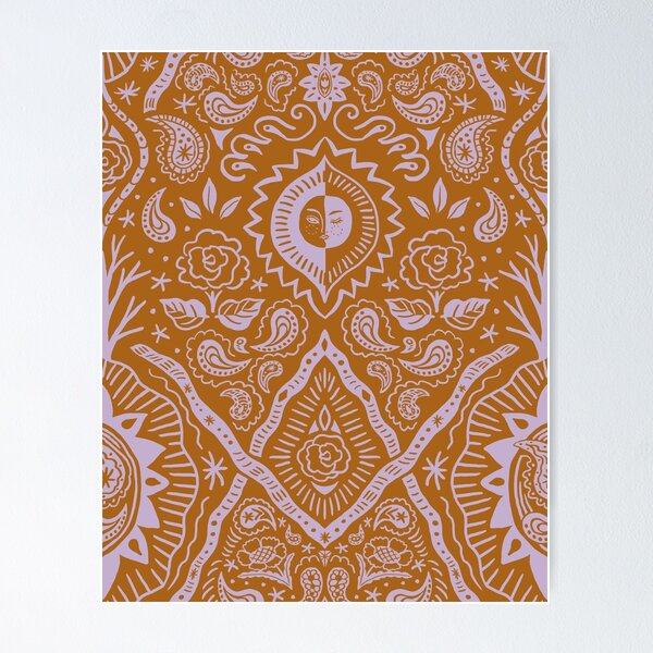 Moonlit Paisley Two Tone Rust & Lilac Poster