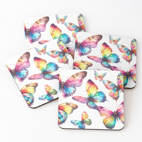 Item preview, Rainbow Butterflies Watercolor Painting - White Background  designed and sold by Star-Fragment.