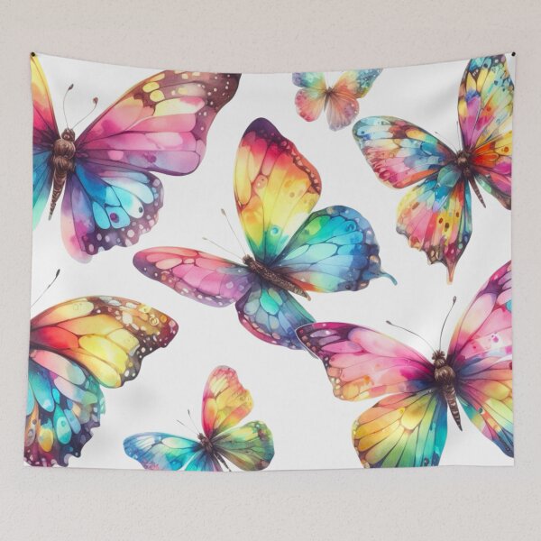 Item preview, Rainbow Butterflies Watercolor Painting - White Background  designed and sold by Star-Fragment.