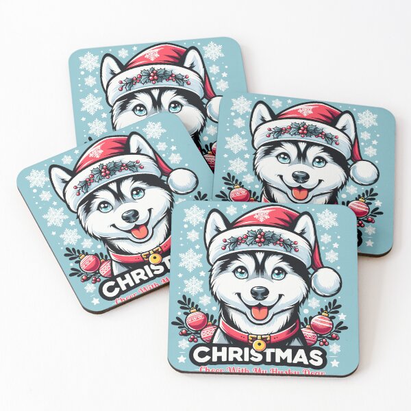 Item preview, Siberian Husky Xmas - Christmas Cheer With My Husky Dear - Santa Hat Siberian Husky Festive Design designed and sold by Jurady.