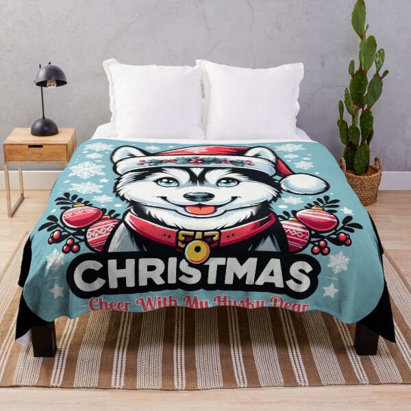 Item preview, Siberian Husky Xmas - Christmas Cheer With My Husky Dear - Santa Hat Siberian Husky Festive Design designed and sold by Jurady.