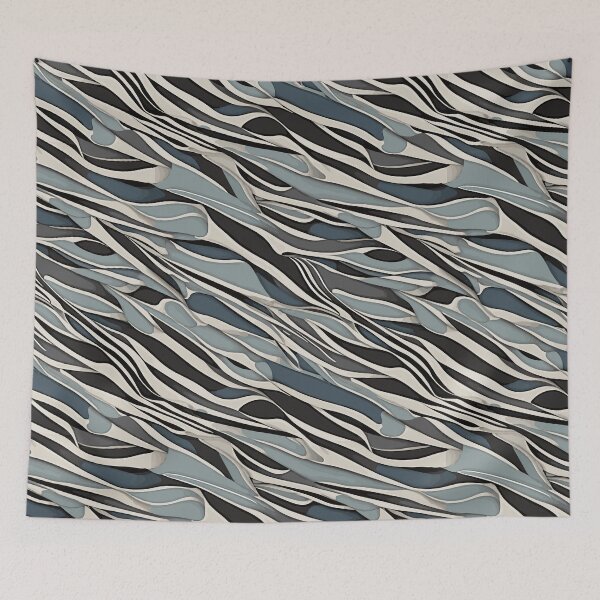 Item preview, Black and White Stripes and Curves on a Black Background, Ai designed and sold by Salahuddin190.