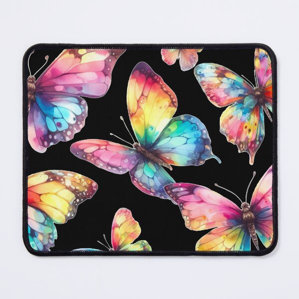 Item preview, Rainbow Butterflies Watercolor Painting - Black Background designed and sold by Star-Fragment.