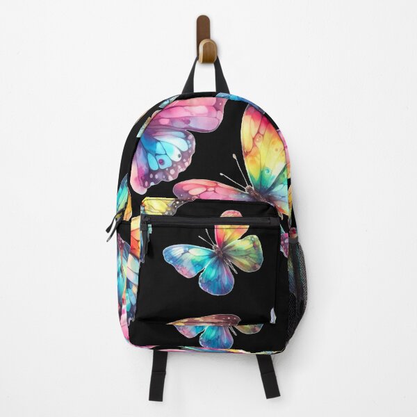 Item preview, Rainbow Butterflies Watercolor Painting - Black Background designed and sold by Star-Fragment.