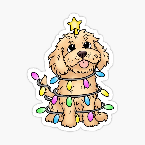 Item preview, Cream Cockapoo Wrapped in Christmas Lights designed and sold by NicBexDesigns.