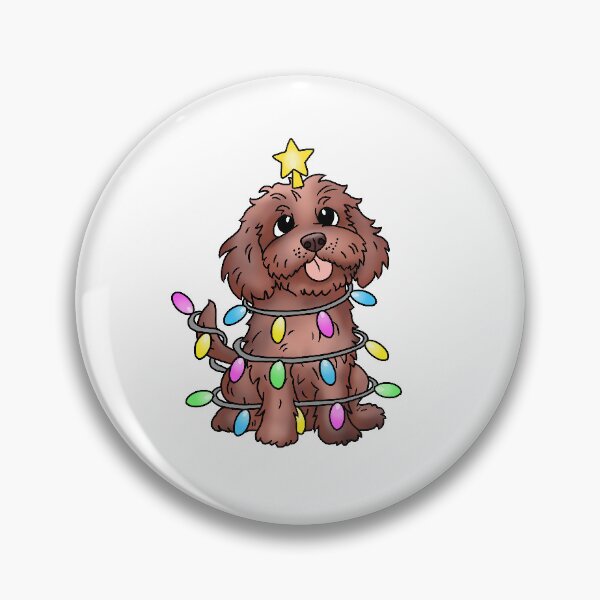 Item preview, Chocolate Cockapoo Wrapped in Christmas Lights designed and sold by NicBexDesigns.