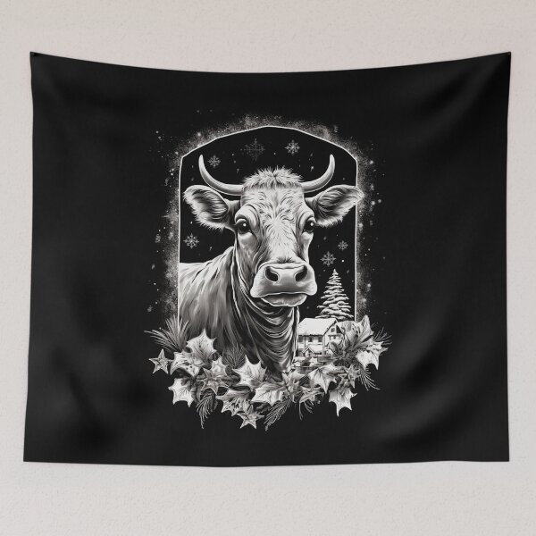 Item preview, Cow Christmas Scene Window Pictures for Chalk Marker designed and sold by AnnaMDesign.