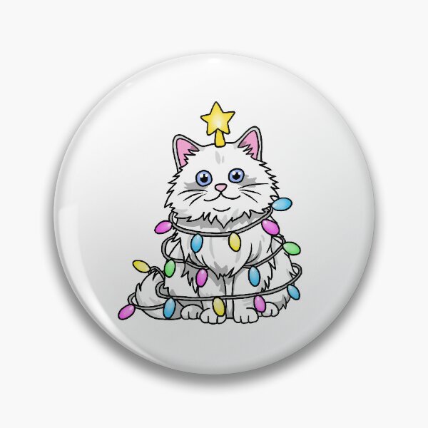 Aperçu de l'œuvre Chat blanc enveloppé de lumières de Noël créée et vendue par NicBexDesigns.
