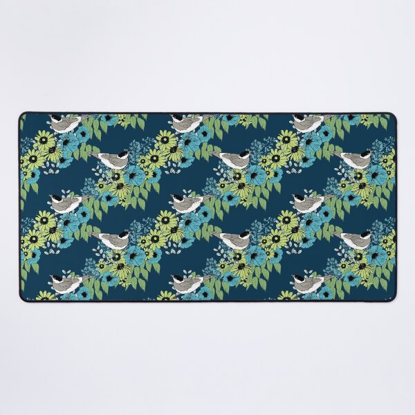 Item preview, Aves y flores silvestres - Azul oscuro/Verde azulado designed and sold by sunlightforest.