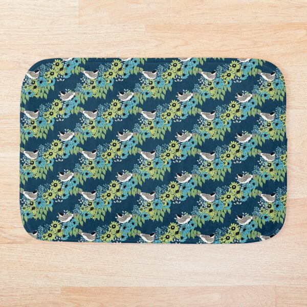 Item preview, Aves y flores silvestres - Azul oscuro/Verde azulado designed and sold by sunlightforest.