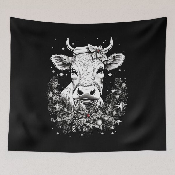 Item preview, Cow Christmas Scene Window Pictures for Chalk Marker designed and sold by AnnaMDesign.