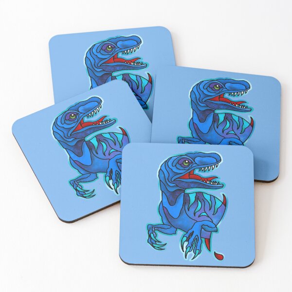 Item preview, Blue Tyrannosaurus rex tearing out of skin with blood dripping designed and sold by weilertsen.