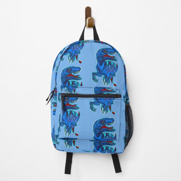 Item preview, Blue Tyrannosaurus rex tearing out of skin with blood dripping designed and sold by weilertsen.
