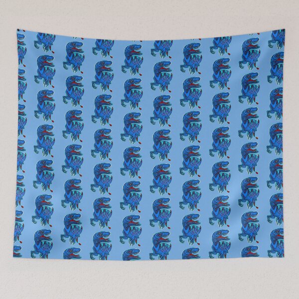 Item preview, Blue Tyrannosaurus rex tearing out of skin with blood dripping designed and sold by weilertsen.