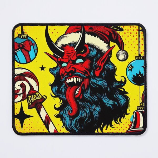 Item preview, Pop Art Rockabilly Xmas Holiday Psychobilly Red White Aqua Blue Satanic Temple Hail Satan Santa designed and sold by CoffeeIsATrip.