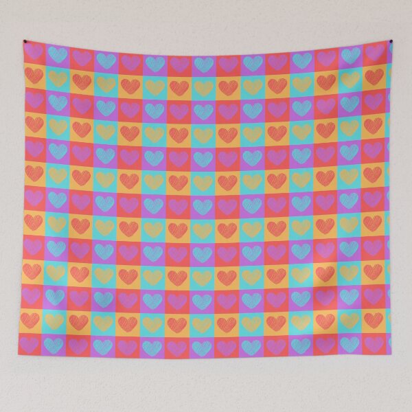 Item preview, Quilt with colorful hearts designed and sold by sassandsun.