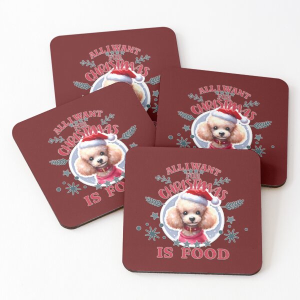 Item preview, Cute Poodle puppy with a Santa hat. Text: 'All I want for Christmas is Food' designed and sold by shirtsmugslife.
