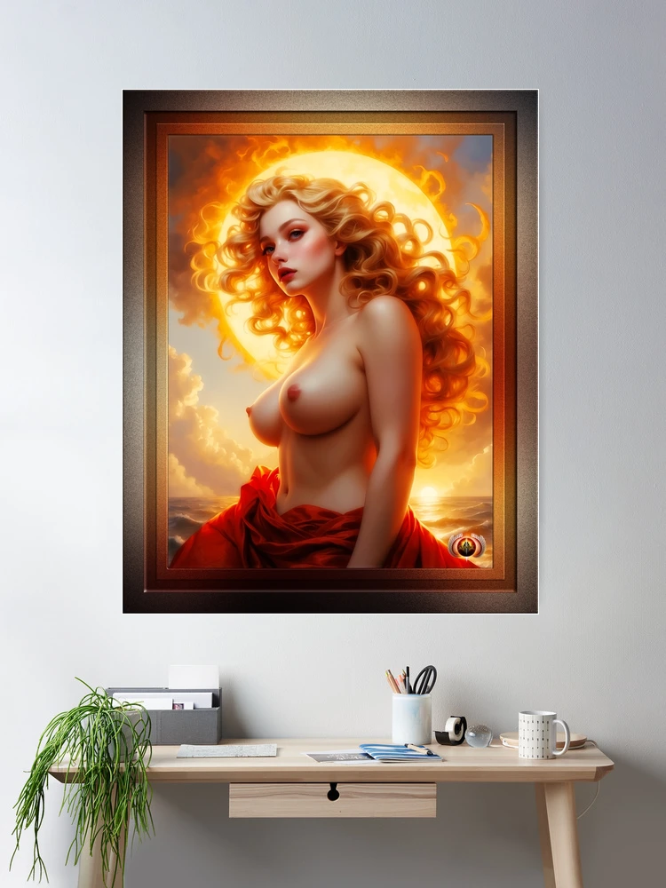 The Enchanting Flames Of Dawn AI Concept Art by Xzendor7 - The Alluring Light Of Day 2 The Enchanting Flames Of Dawn Stunning Portrait AI Concept Art by Xzendor7 Room Decor Poster Art Print
