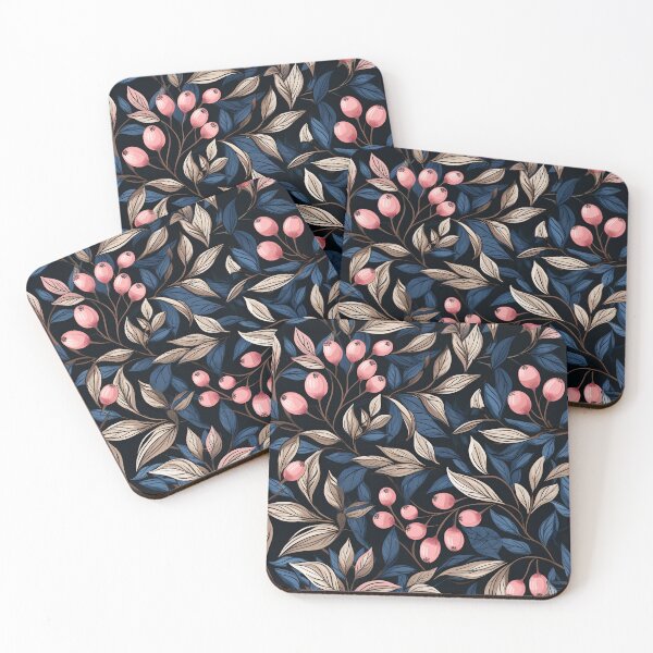 Item preview, Pink Blue Berries Wild Patten Willam Morris Inspired Style designed and sold by adlydesigns.