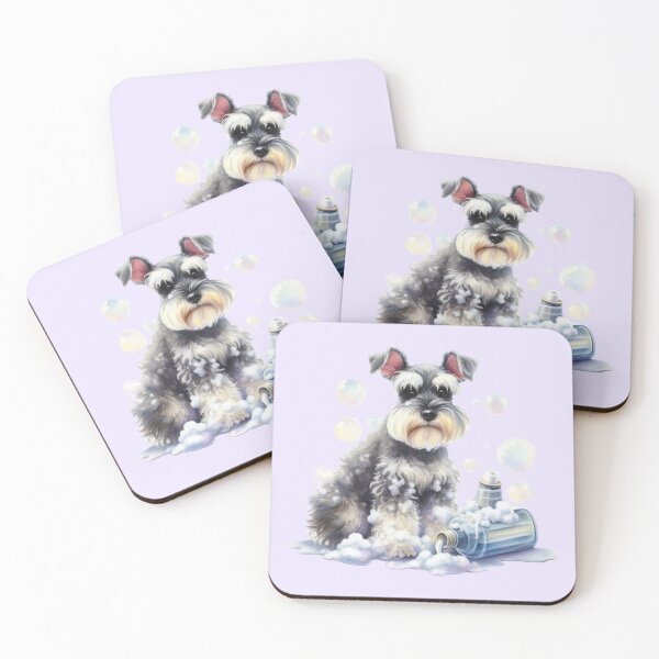 Item preview, Miniature Schnauzer Bath With Bubbles designed and sold by barksandsqueaks.