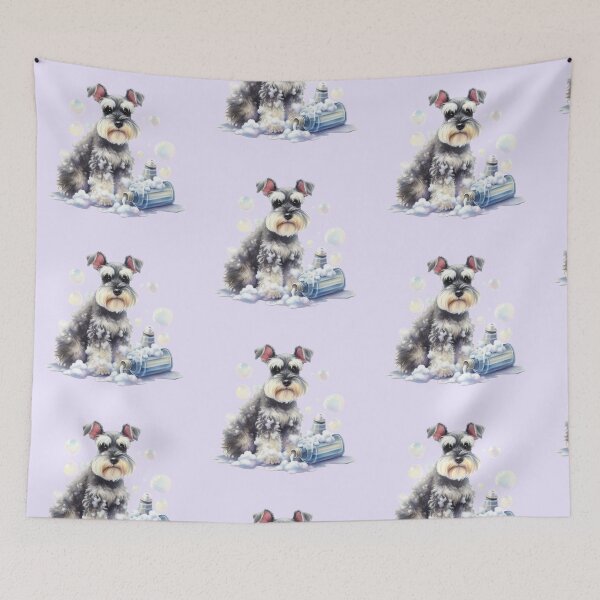 Item preview, Miniature Schnauzer Bath With Bubbles designed and sold by barksandsqueaks.