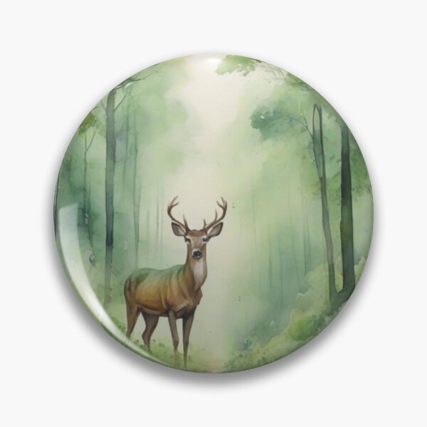 Item preview, Deer in Green forest_watercolour designed and sold by shokA Design.