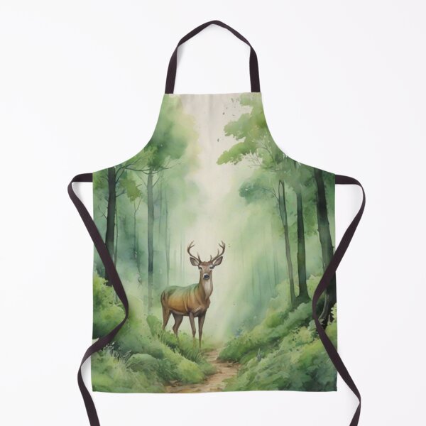 Item preview, Deer in Green forest_watercolour designed and sold by shokA Design.