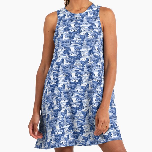 blue willow pattern dress Giant Willow Blue Raglan Dress main image 0