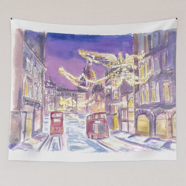 Item preview, Nightly London England Streets in Winter Romance Decor designed and sold by artshop77.